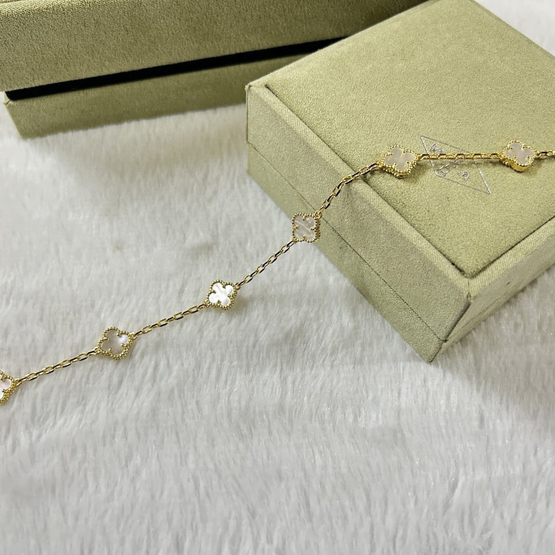 [Lora-Jewelry]CLOVER 6 MOTIF WHITE MOP BRACELET