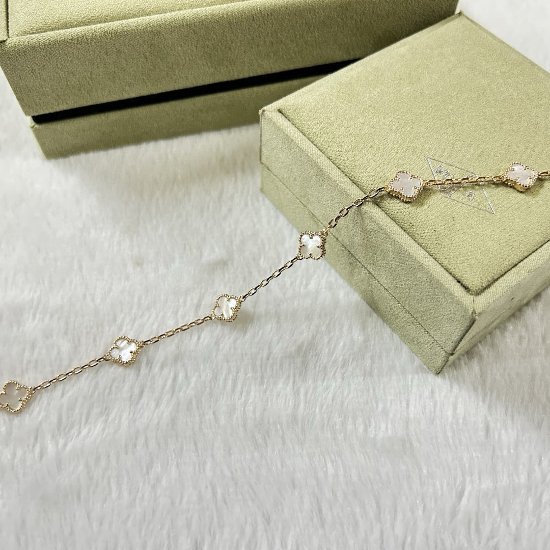 [Lora-Jewelry]CLOVER 6 MOTIF WHITE MOP BRACELET