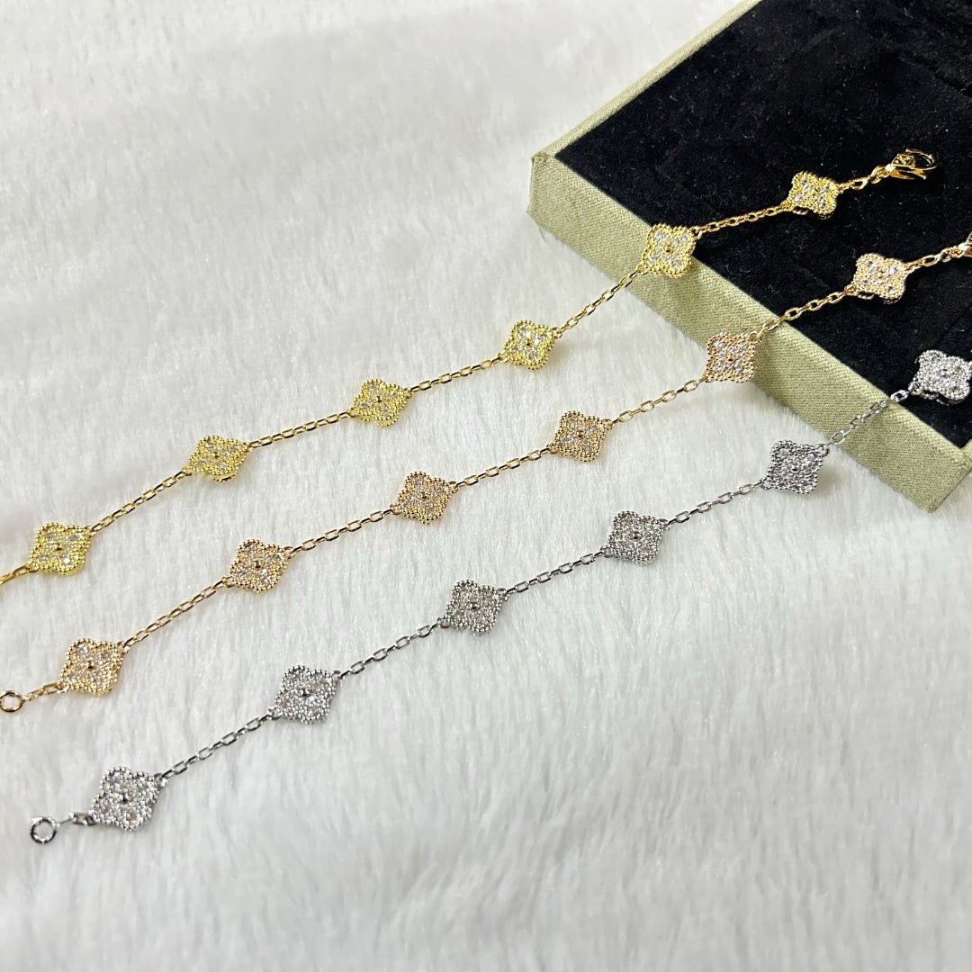 [Lora-Jewelry]CLOVER 6 MOTIF DIAMOND BRACELET