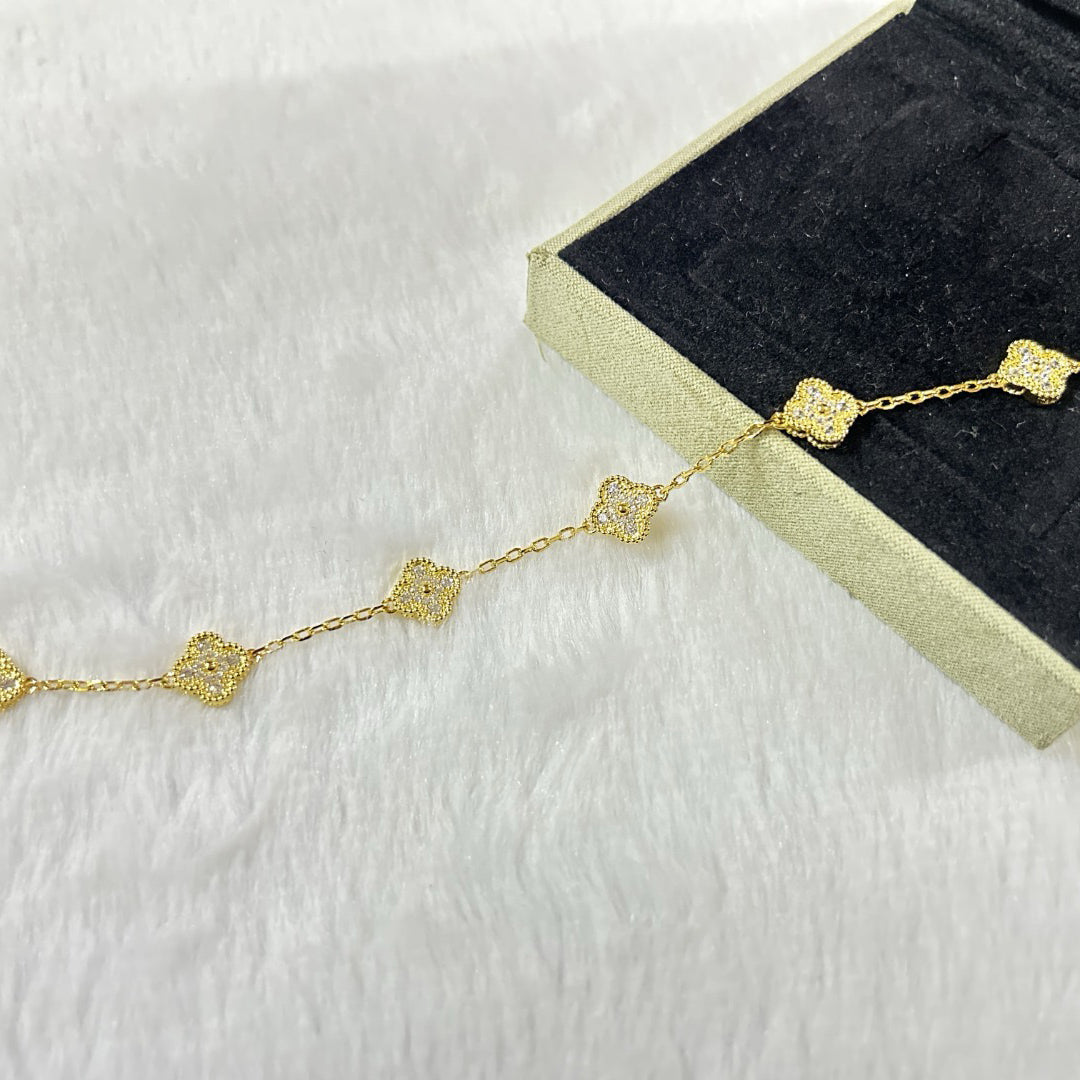 [Lora-Jewelry]CLOVER 6 MOTIF DIAMOND BRACELET