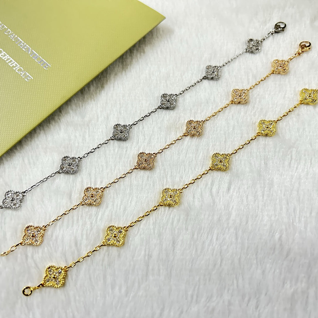 [Lora-Jewelry]CLOVER 6 MOTIF DIAMOND BRACELET