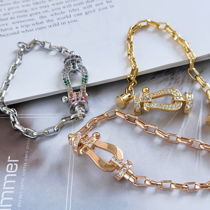 [Lora-Jewelry]FORCE LARGE HORSESHOE CLASP  METAL BRACELET
