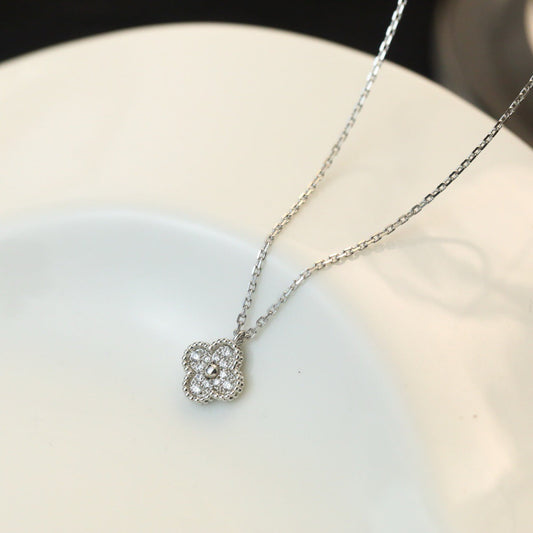 [Lora-Jewelry] COLLIER PENDENTIF MINI CLOVER 9,5 MM EN DIAMANT