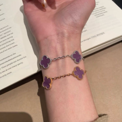 [Lora-Jewelry]CLOVER  5 MOTIFS  PURPLE VIOLET BRACELET