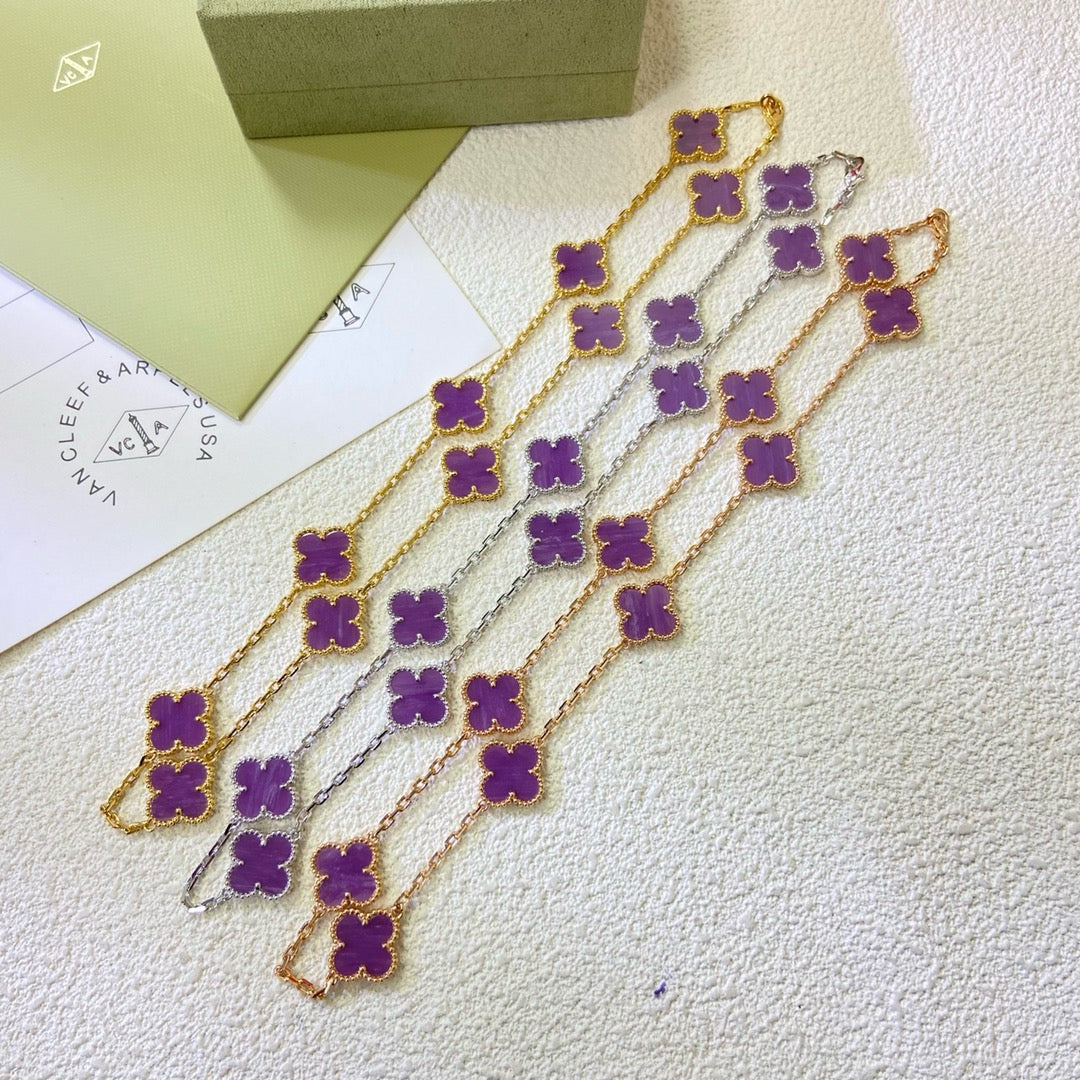 [Lora-Jewelry] COLLIER TRÈFLE 10 MOTIFS VIOLET VIOLET