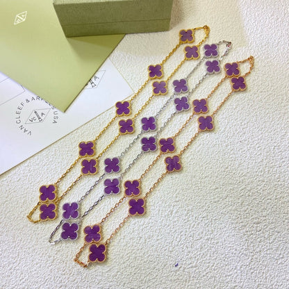 [Lora-Jewelry] COLLIER TRÈFLE 10 MOTIFS VIOLET VIOLET