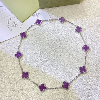 [Lora-Jewelry] COLLIER TRÈFLE 10 MOTIFS VIOLET VIOLET