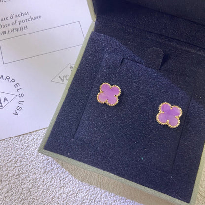 [Lora-Jewelry]CLOVER MINI 9.5MM  PURPLE VIOLET EARRINGS