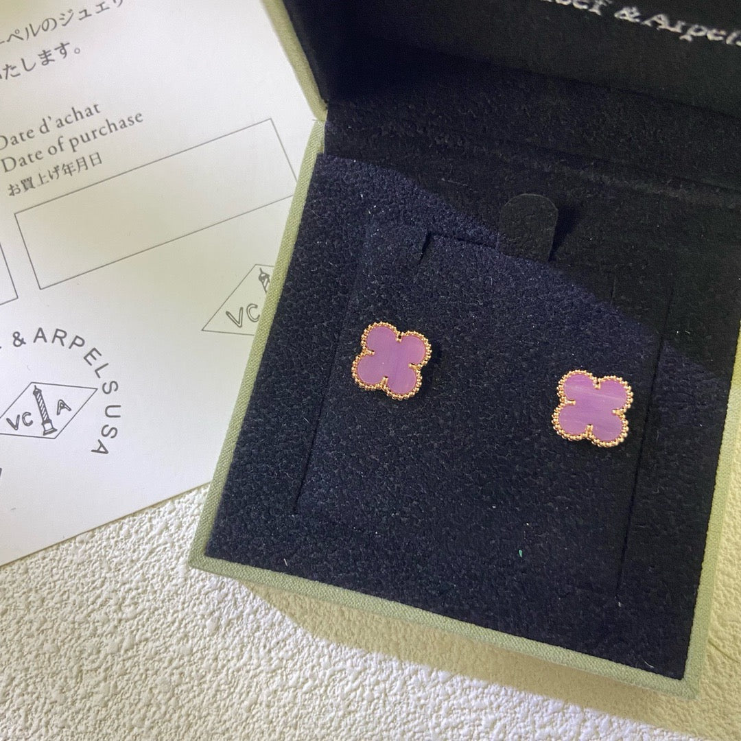 [Lora-Jewelry]CLOVER MINI 9.5MM  PURPLE VIOLET EARRINGS