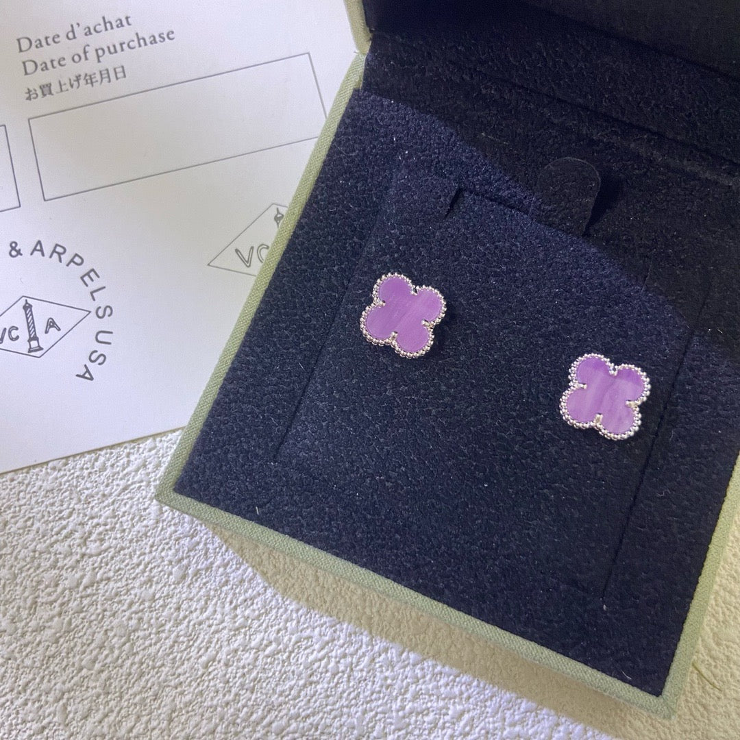 [Lora-Jewelry]CLOVER MINI 9.5MM  PURPLE VIOLET EARRINGS