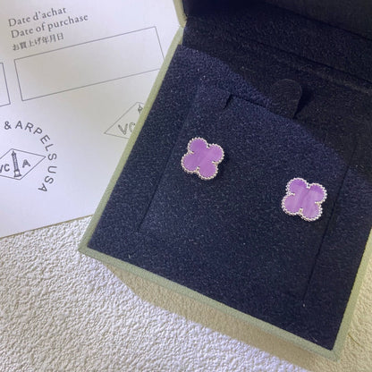 [Lora-Jewelry]CLOVER MINI 9.5MM  PURPLE VIOLET EARRINGS