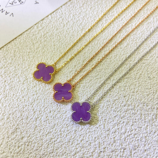 [Lora-Jewelry] COLLIER TRÈFLE VIOLET 15 MM