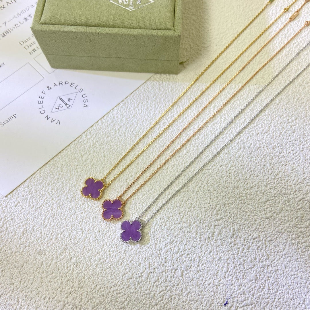 [로라주얼리]클로버 15mm 퍼플 바이올렛 목걸이