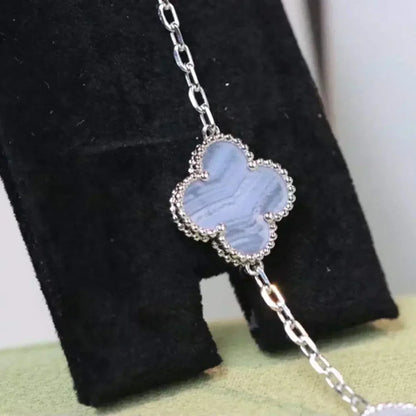 [Lora-Jewelry]CLOVER  5 MOTIF PURPLE CHALCEDONY BRACELET SILVER