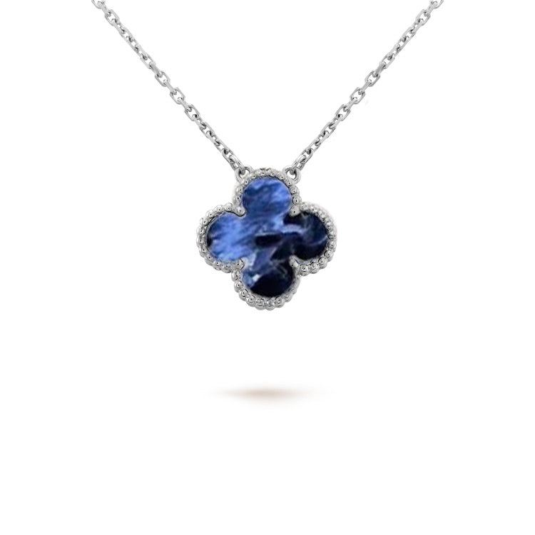 [Lora-Jewelry]CLOVER 15MM PIETERSITE NECKLACE SILVER