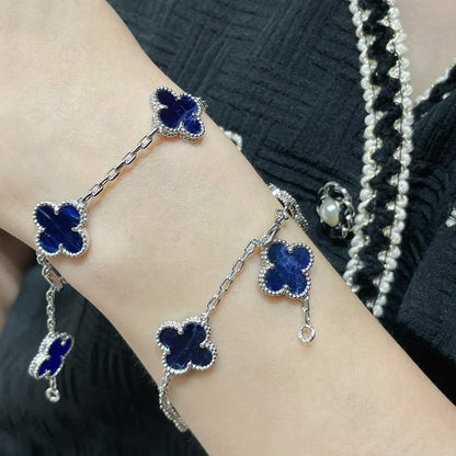 [Lora-Jewelry]CLOVER 5 MOTIF PIETERSITE SILVER BRACELET