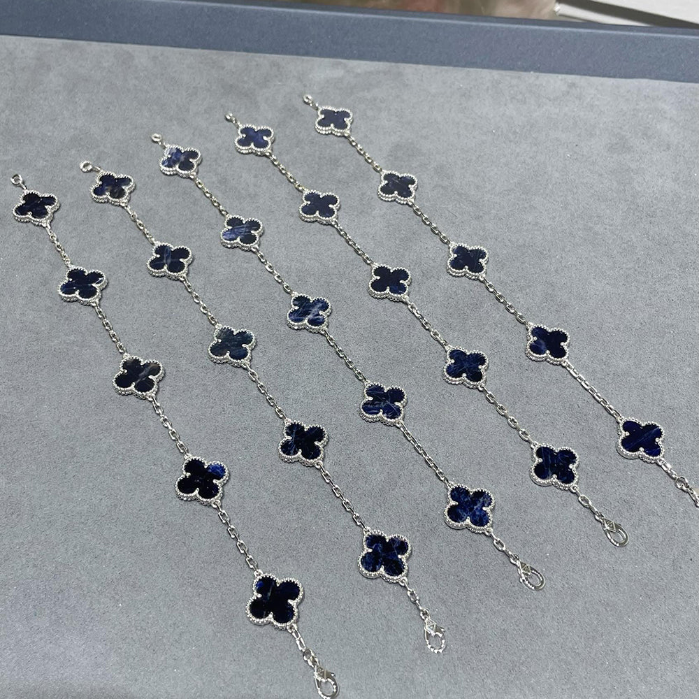 [Lora-Jewelry]CLOVER 5 MOTIF PIETERSITE SILVER BRACELET