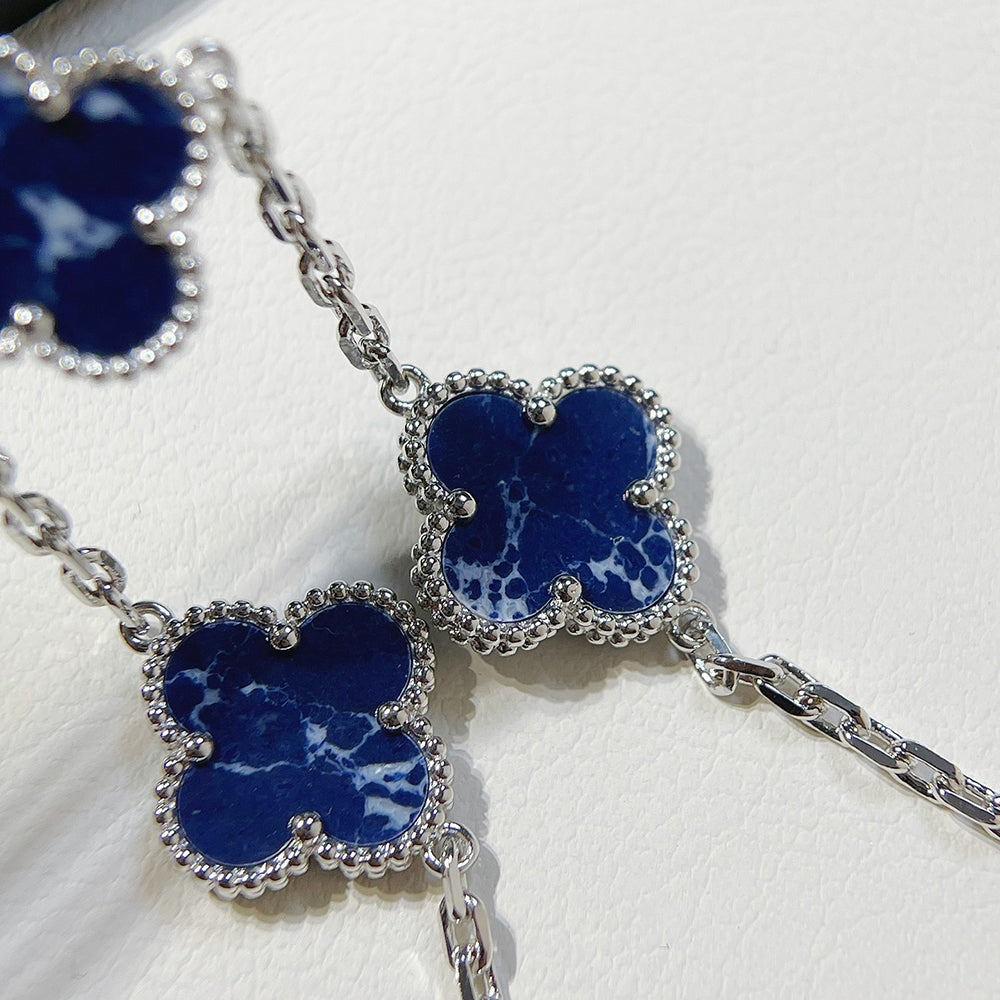 [Lora-Jewelry]CLOVER 5 MOTIF PIETERSITE SILVER BRACELET