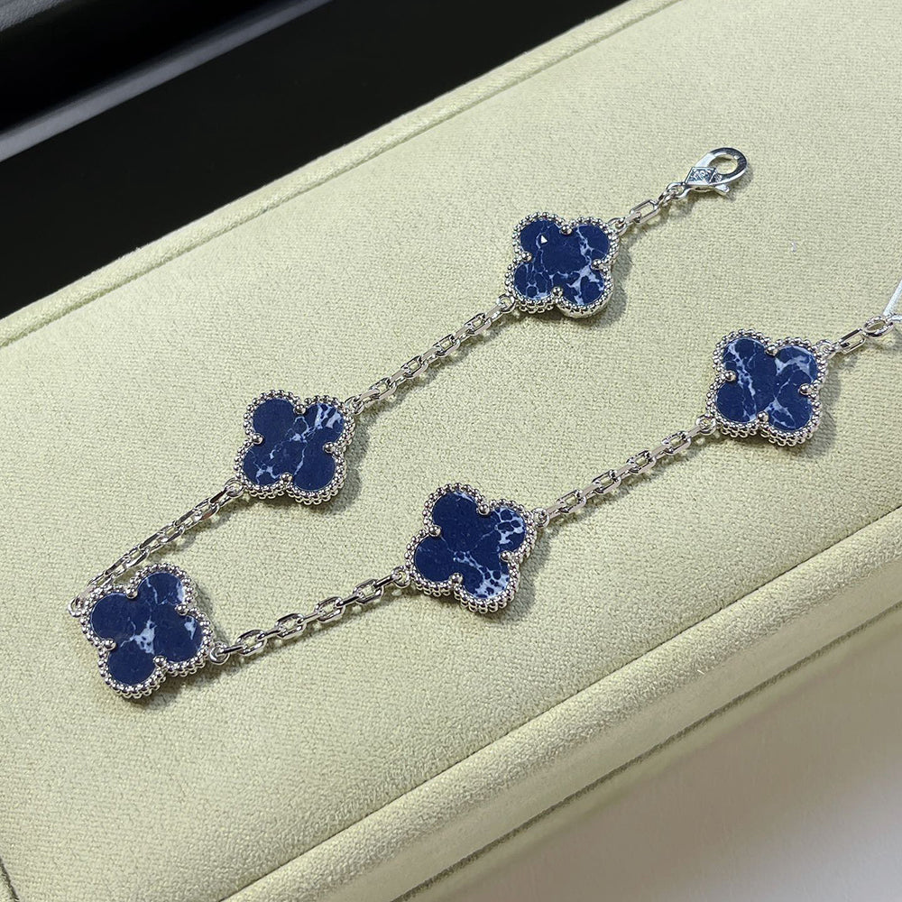 [Lora-Jewelry]CLOVER 5 MOTIF PIETERSITE SILVER BRACELET