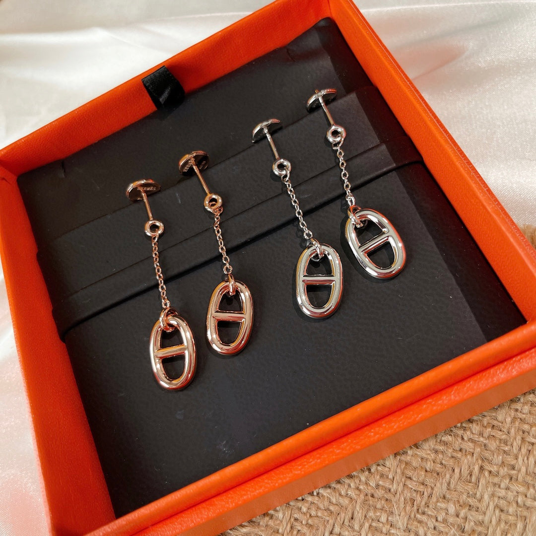 [Lora-Jewelry]Boucles d'oreilles à pompons en chaîne