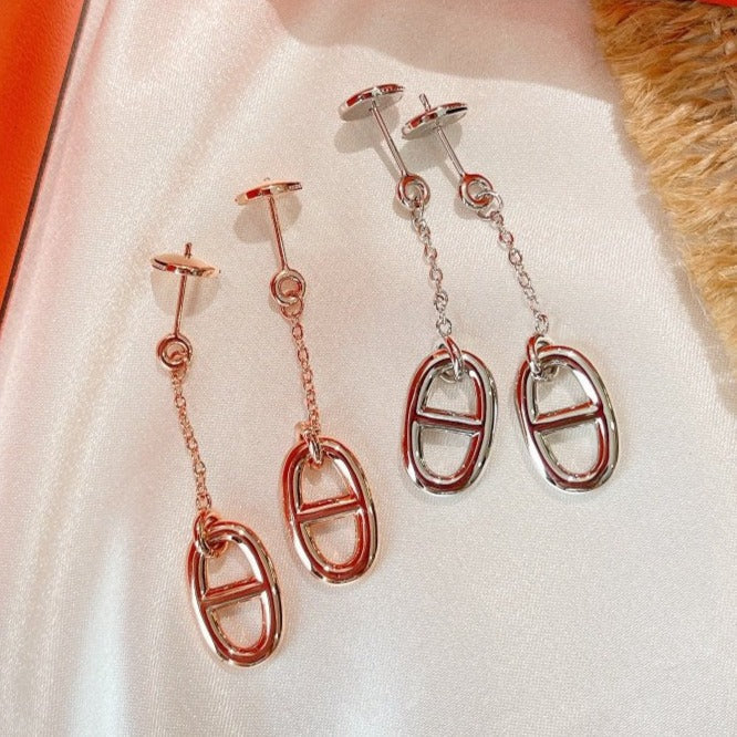 [Lora-Jewelry]Boucles d'oreilles à pompons en chaîne