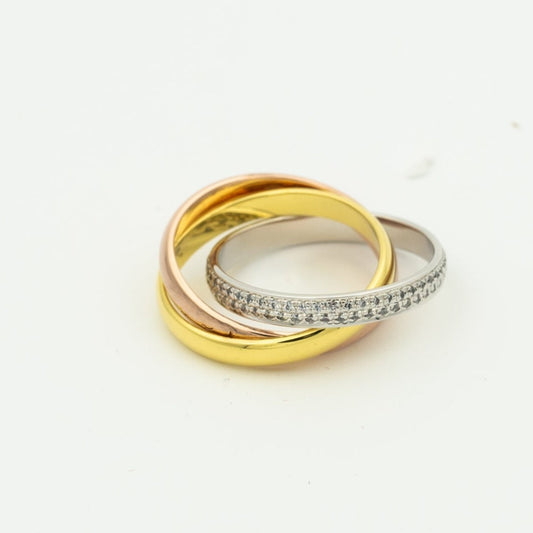 [Lora-Jewelry]TRINITY RING GOLD PINK GOLD SILVER DIAMONDS