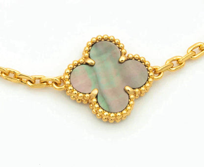 [Lora-Jewelry]CLOVER 5 MOTIF GRAY MOP DIAMOND BRACELET