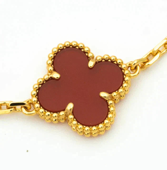 [Lora-Jewelry]CLOVER 5 MOTIFS CARNELIAN DIAMOND BRACELET