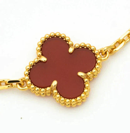 [Lora-Jewelry]CLOVER 5 MOTIFS CARNELIAN DIAMOND BRACELET