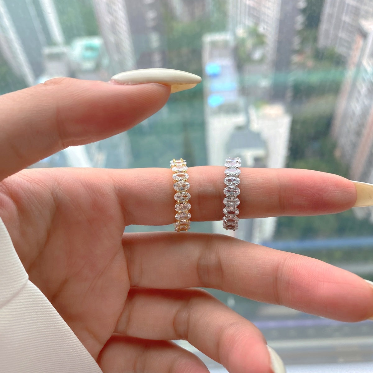 [Lora-Jewelry] Bague tennis ovale ornée
