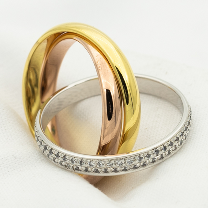 [Lora-Jewelry]TRINITY RING GOLD PINK GOLD SILVER DIAMONDS