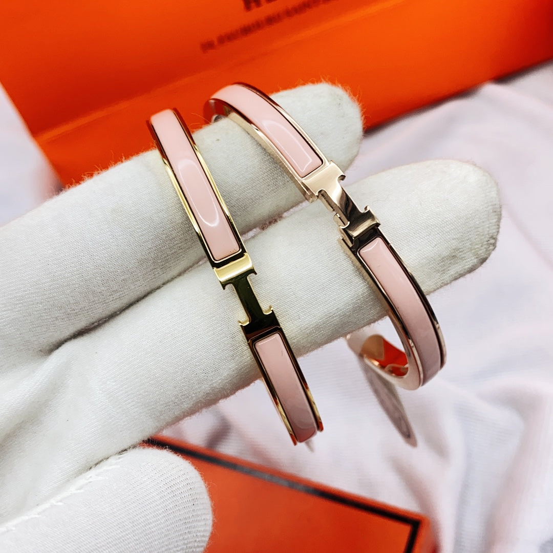[ローラジュエリー]クラシック HM クリック ピンク 8mm エナメルブレスレット