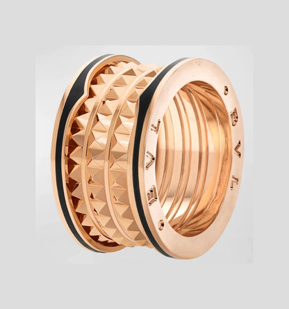 [Lora-Jewelry]ZERO 1 ROCK BLACK CERAMIC PINK GOLD LARGE MODEL