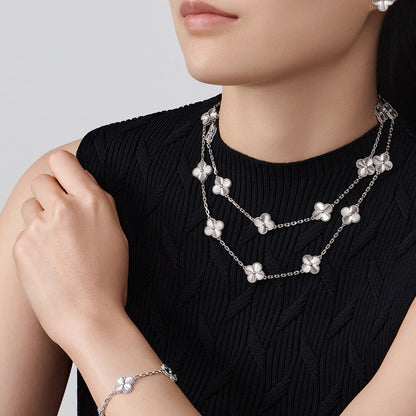 [Lora-Jewelry]TRÈFLE 20 MOTIFS DIAMANT ARGENT