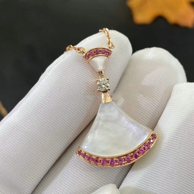 [ローラジュエリー]ドリームネックレス モップ ピンク ダイヤモンド