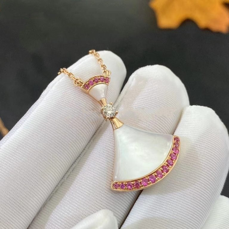 [ローラジュエリー]ドリームネックレス モップ ピンク ダイヤモンド