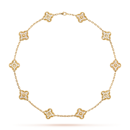 [Lora-Jewelry] COLLIER DIAMANT 10 MOTIFS TRÈFLE