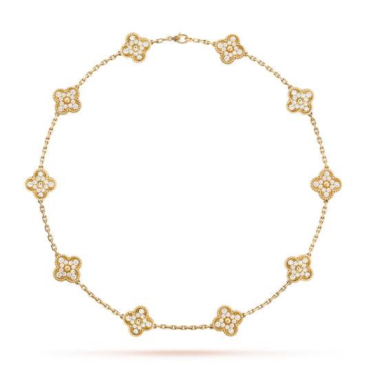 [Lora-Jewelry]CLOVER 10 MOTIFS DIAMOND NECKLACE