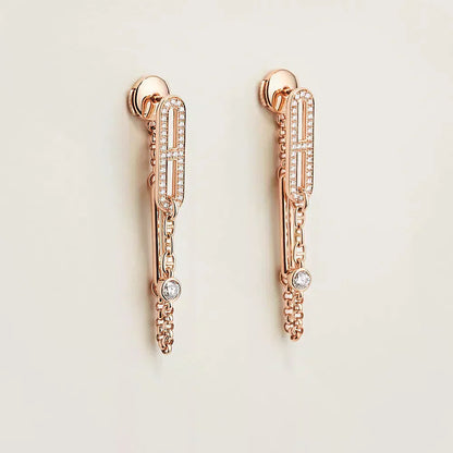 [Lora-Jewelry]Boucles d'oreilles pendantes en diamants Chaine Chaos