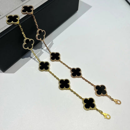[Lora-Jewelry]CLOVER  5 MOTIFS BLACK ONYX BRACELET