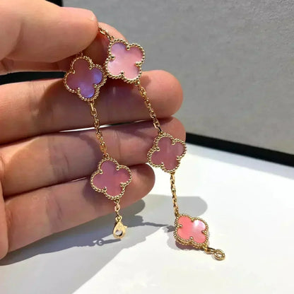 [Lora-Jewelry]CLOVER 5 PINK MOP BRACELET
