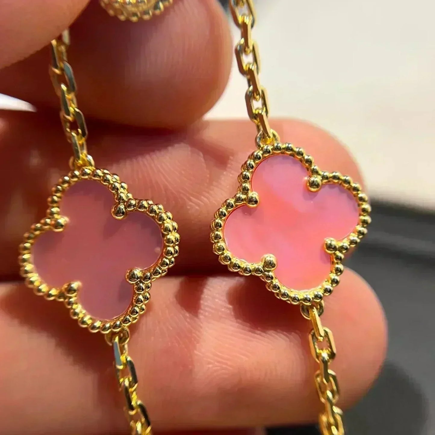 [Lora-Jewelry]CLOVER 5 PINK MOP BRACELET