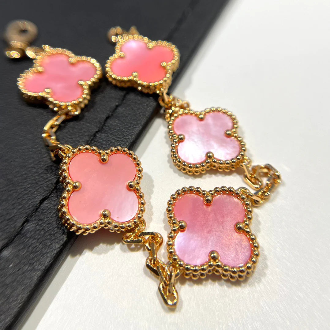 [Lora-Jewelry]CLOVER 5 PINK MOP BRACELET