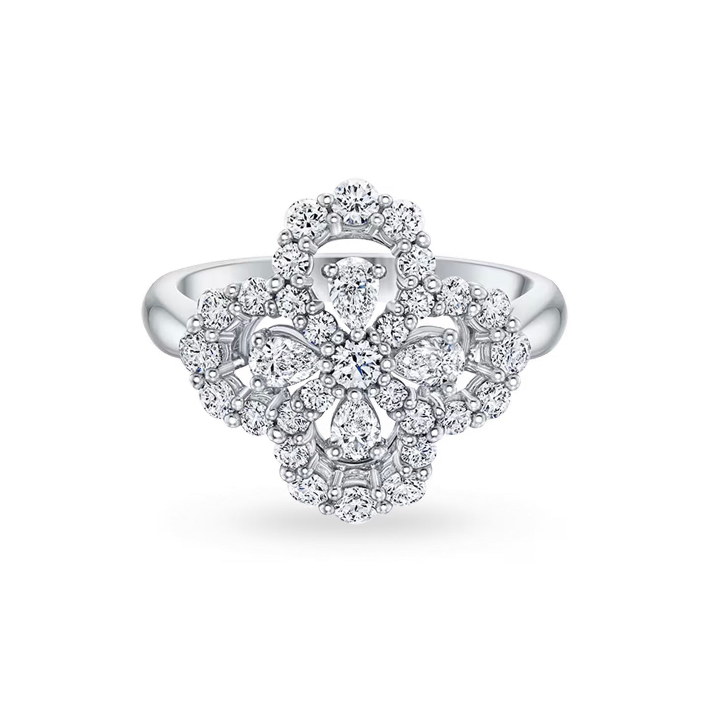 [Lora-Jewelry]LOOP RING FULL MOTIF DIAMOND 16MM SILVE