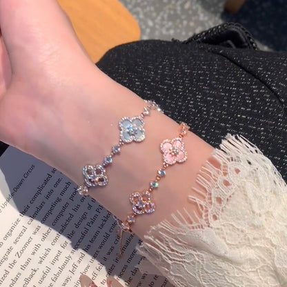 [Lora-Jewelry]BRACELET TRÈFLE 5 MOTIFS ROSE BLEU ROUGE BLANC 
