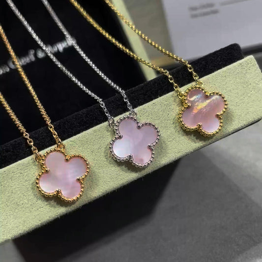 [Lora-Jewelry]CLOVER 15MM PINK MOTHER-OF-PEARL NECKLACE