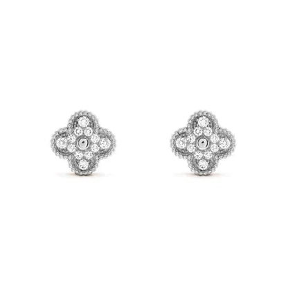 [Lora-Jewelry]CLOVER 1 MOTIFS DIAMOND STUD EARRINGS SILVER
