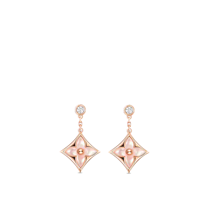 [Lora-Jewelry]Boucles d'oreilles pendantes en or rose avec double étoile