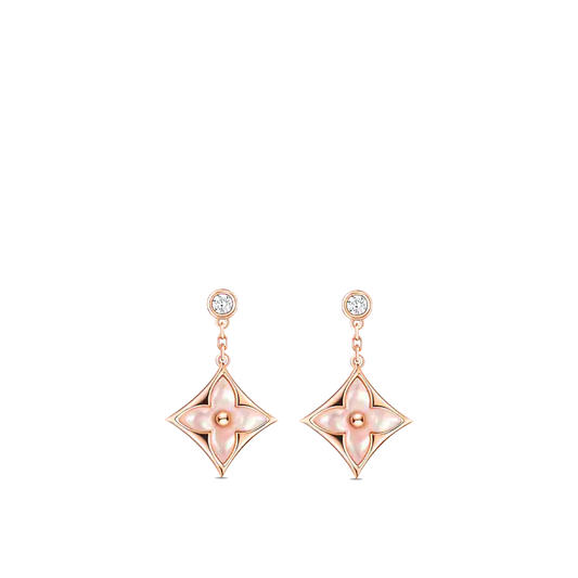 [Lora-Jewelry]Boucles d'oreilles pendantes en or rose avec double étoile