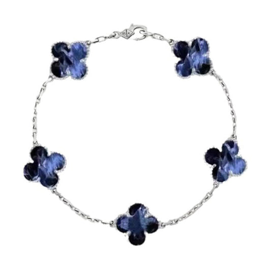[Lora-Jewelry]CLOVER 5 MOTIF PIETERSITE SILVER BRACELET